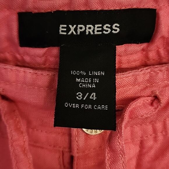 Express Linen Pants, Size 3/4, Salmon Color - Picture 5 of 6